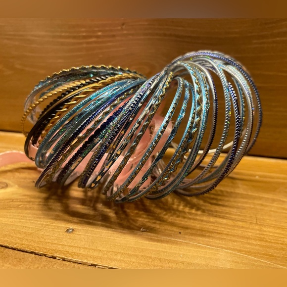 Bangles Set Blue & Gold Bracelets - Picture 9 of 9